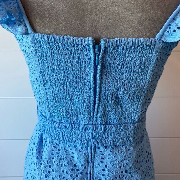 LILLY PULITZER Size 2 Ryann Belted Eyelet Sheath Dress Frenchie Blue $258 - Picture 9 of 13